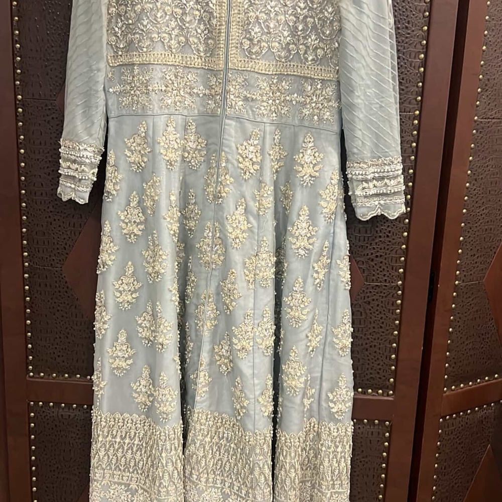 Elegant Embroidered Maxi Dress - Silver